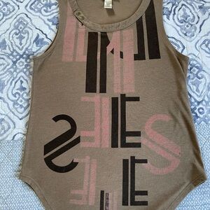 Diesel Brown Tank with Pink and Black Graphic
